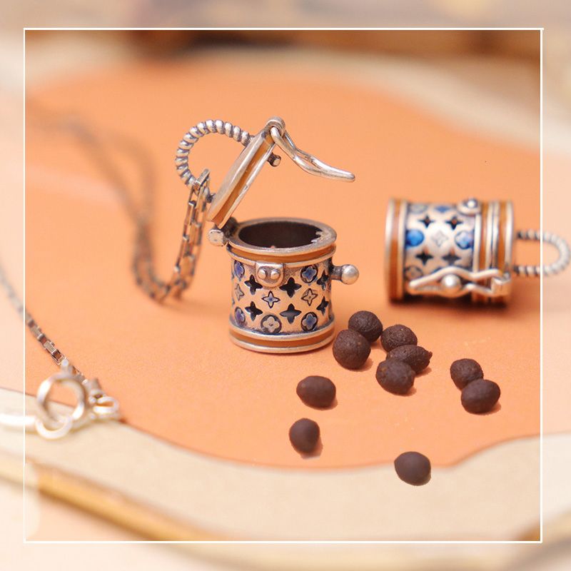 老花水桶包复古烧蓝香囊吊坠项链