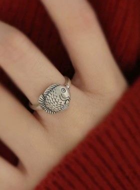 925银新中式好运锦鲤小鲤鱼戒指