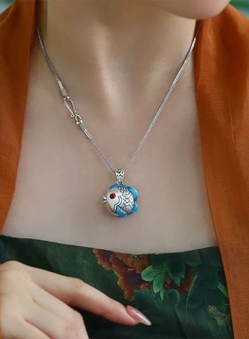 925银新中式好运锦鲤嘟嘟鱼吊坠