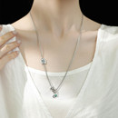 925银新中式 绿度母牌项链毛衣链六字真言绿松石复古麻花链高级感