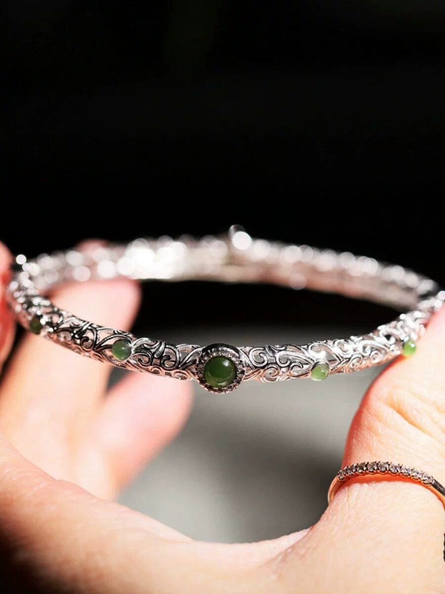 CLOUD ROLLS CLASSICAL HANDMADE TURQUOISE OPEN CHINESE-STYLE HOLLOW BRACELETS FASHION LIGHT LUXURY HIGH-END VERSATILE ETHNIC STYLE