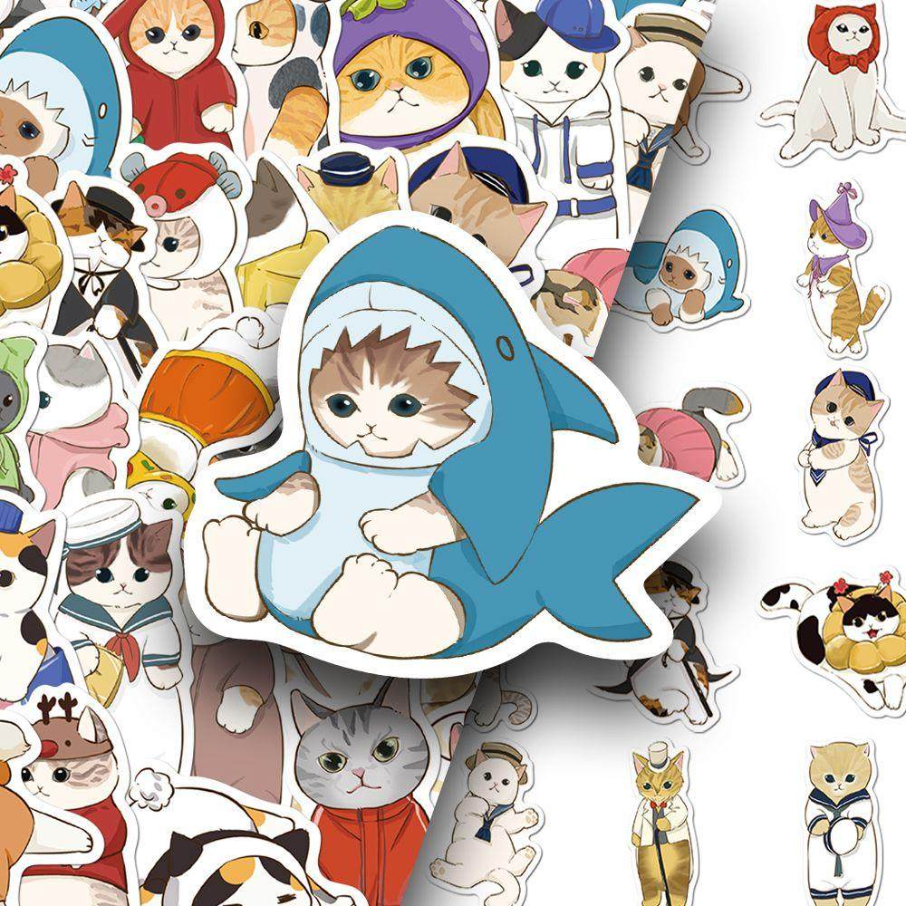 100张衣服头套猫贴纸。