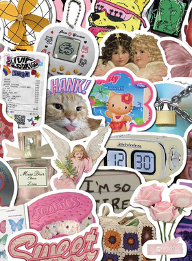 新款476张千禧少女ins风复古贴纸高级感不重复爆款装饰防水贴纸。