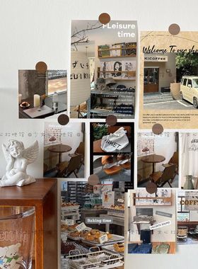 15张韩系高级vitage卡片墙贴ins留言卡明信片室内卧室墙面装饰贴