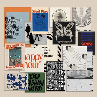 饰ins风桌面小摆件墙贴 饰品房间装 美式 复古海报墙贴高级感墙上装