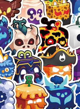 50张Blox Fruits水果游戏贴纸卡通涂鸦手账笔记本装饰防水贴画diy