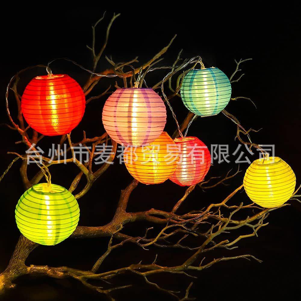 工厂定制LED太阳能灯串户外庭院装饰串灯圣诞节日彩灯灯笼图片