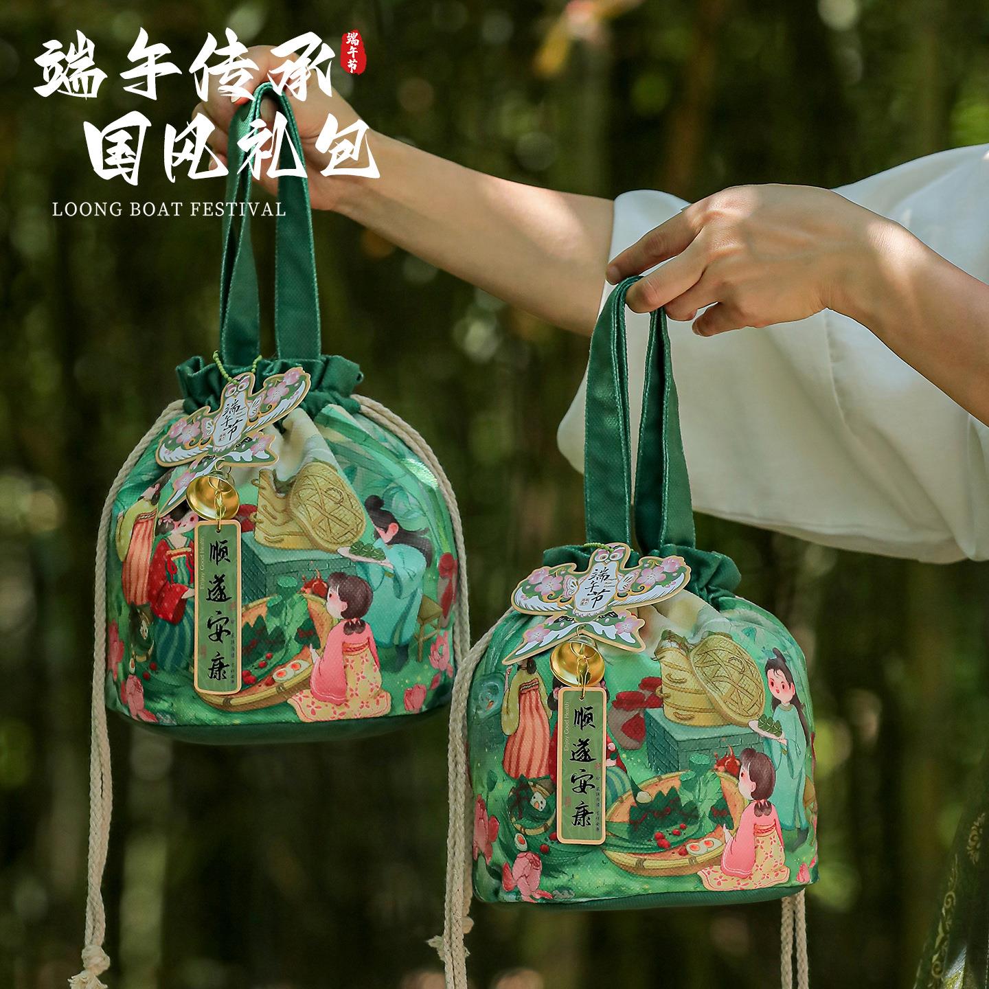 2026粽子礼盒包装盒创意丝绒手提包手提袋高档端午节粽子鸭蛋包装图片