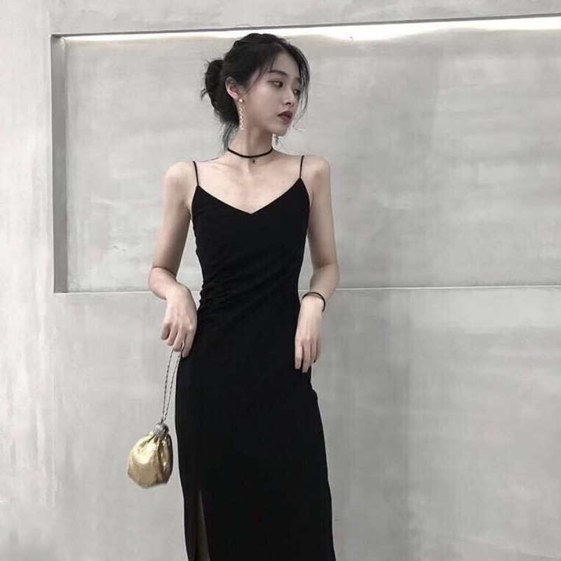 法式赫本风辣妹性感开叉
