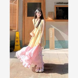 夏装搭配一整套轻熟韩系连衣裙子夏天多巴胺穿搭奶系甜美两件套装