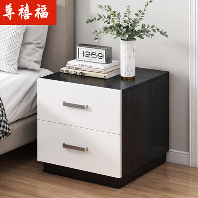 卧室简约现代小柜子简易小型床头收纳柜家用网红储物床边柜双抽款