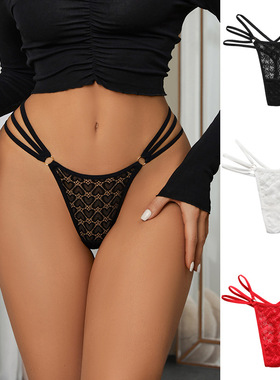 精致细带一根绳火辣性感t裤 情趣蕾丝大码纯棉裆透气女士丁字内裤