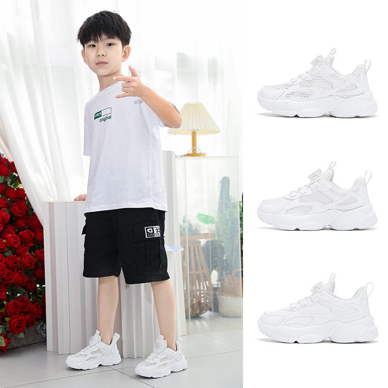白色中小学生单网运动鞋