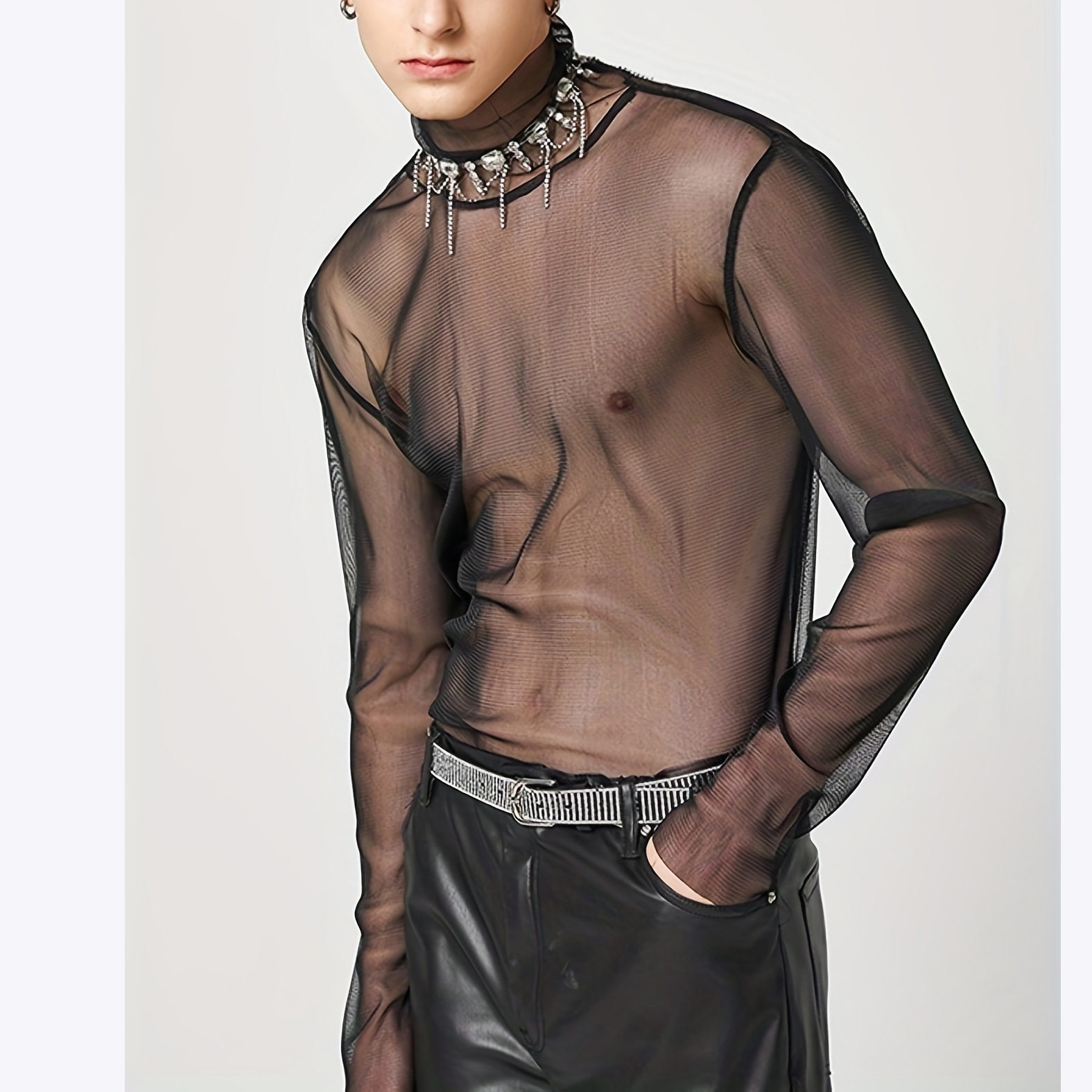 menclothes高领长袖落肩