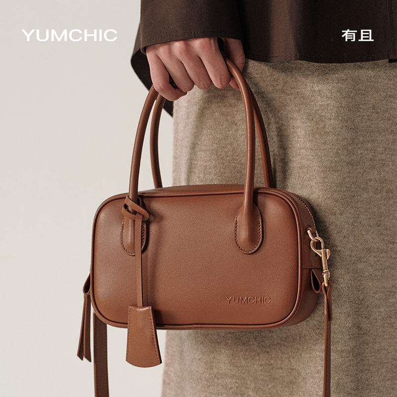 YUMCHIC有且设计师秋冬复古通勤休闲小方包牛皮立体手提小公文包,箱包皮具/热销女包/男包,手拿包,淘宝优惠券,粉丝福利购,淘宝优惠卷