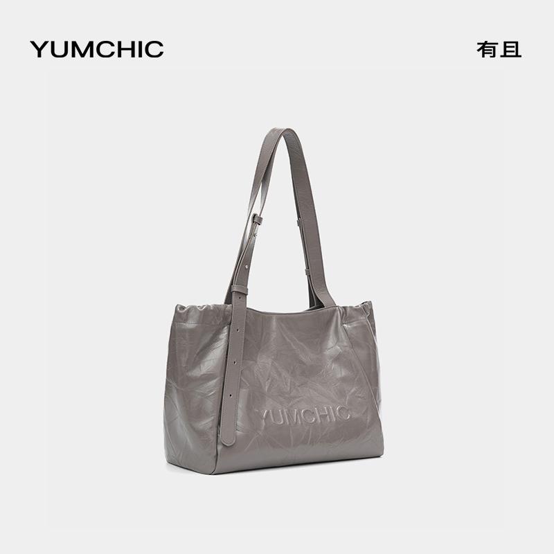 YUMCHIC购物袋头层牛皮单肩包