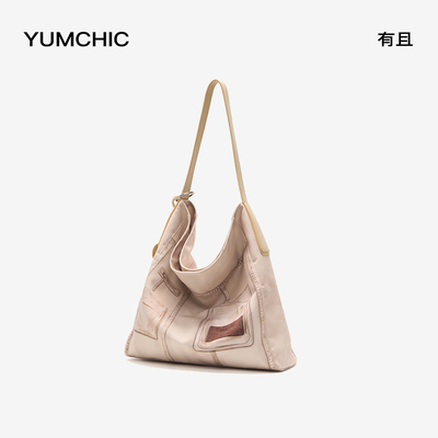 YUMCHIC/有且新款双面涂鸦包大容量随行包双面可用复古印花电脑包