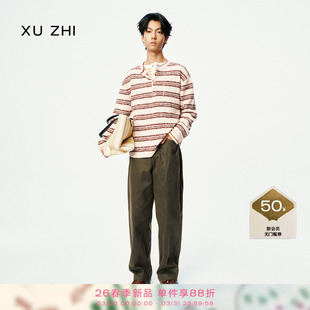 条纹亨利领宽松针织上衣 ZHI2025秋冬新品