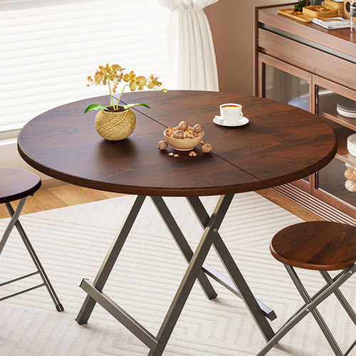 桌子餐桌折叠大圆桌家用小户型饭桌简易吃饭小餐桌不占空间的桌椅