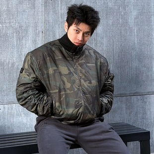 USERWHO 幼虎 保暖迷彩双面穿短款立领棉服棉衣防水休闲工装