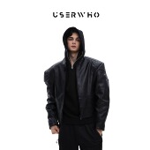 于适同款 USERWHO幼虎纵横四海EA7美式 垫肩机车夹克皮衣
