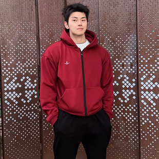 USERWHO幼虎 冬季新年限量新款针织加绒连帽运动休闲卫衣外套