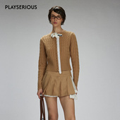 时尚 LACERTA2025秋季 新款 绞花羊毛针织外套女双门襟花朵点缀外套