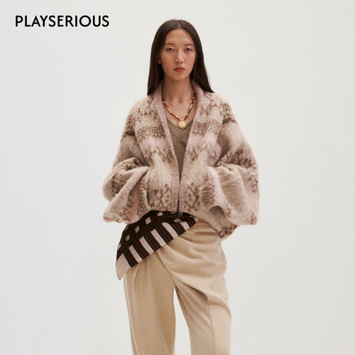 【明星同款】Medium Well 2025秋季新款复古费尔岛落肩针织外套女