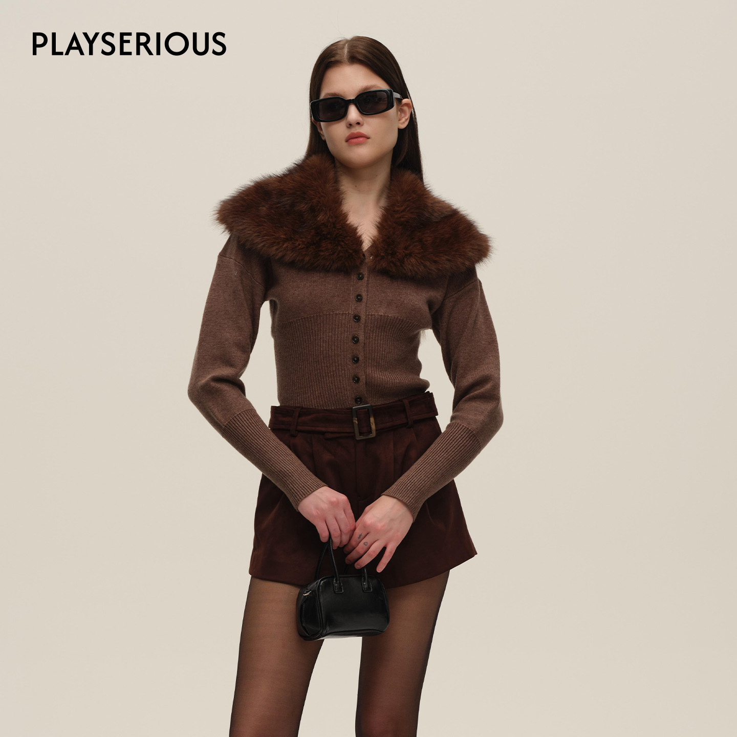 SIJIA SUDIO 2025秋季新款复古毛领毛衣女时尚修身显瘦毛针织衫