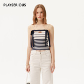 2026春夏新款 ARTE PURA 渐变条纹毛织吊带女可拆卸蝴蝶结吊带上衣