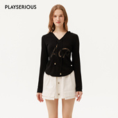 2026春夏新款 ARTE PURA 蕾丝字母镂空连帽针织上衣女休闲百搭上衣