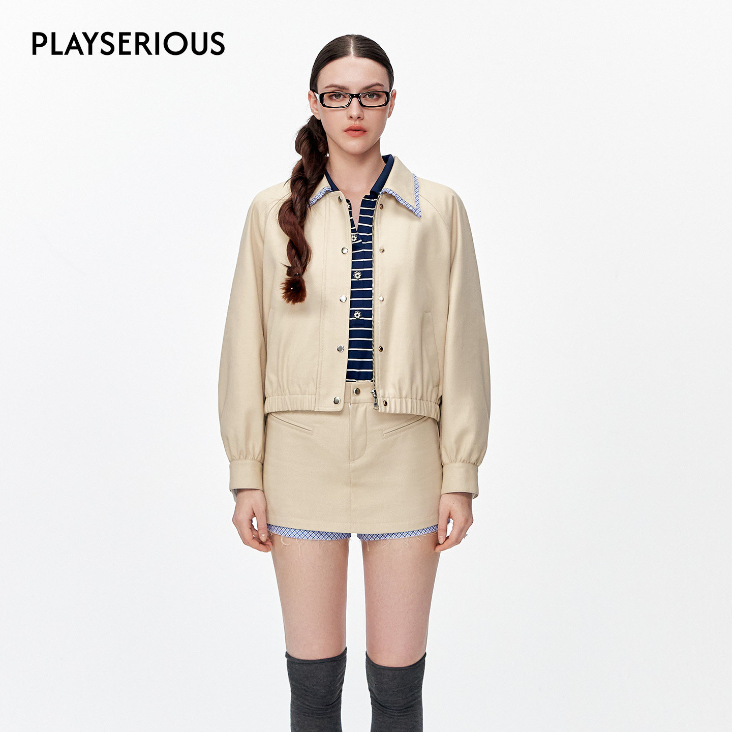 ROCHAROMMA 2026春夏新款格纹拼接休闲外套毛边裙裤套装女,女装/女士精品,时尚套装,淘宝优惠券,粉丝福利购,淘宝优惠卷