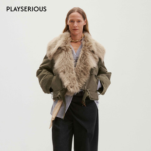 托卡羊毛大翻领羽绒夹克女时尚 2025秋冬新款 慵懒外套 WELL MEDIUM