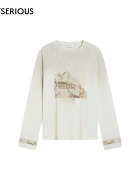 ICE DUST 2025秋季新款脏染蕾丝长袖T恤女时尚简约小众休闲上衣