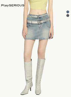 THE GOD PARTICLE 2024夏季新款TGP双腰头显瘦假两件裤裙女牛仔裙