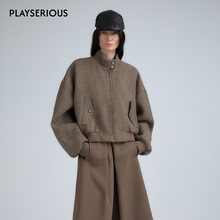 【Cececce博主同款】YFLYIFULU25秋冬新款铅灰色粗花呢布鲁森夹克