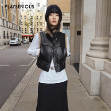 YFLYIFULU 2025秋冬新款立领毛领多口袋修身羽绒马甲时尚短款外套