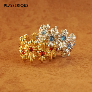 TALE洞天 宽版 2026春季 弗朗花宽戒精致花朵指环个性 戒指 新款 TONE