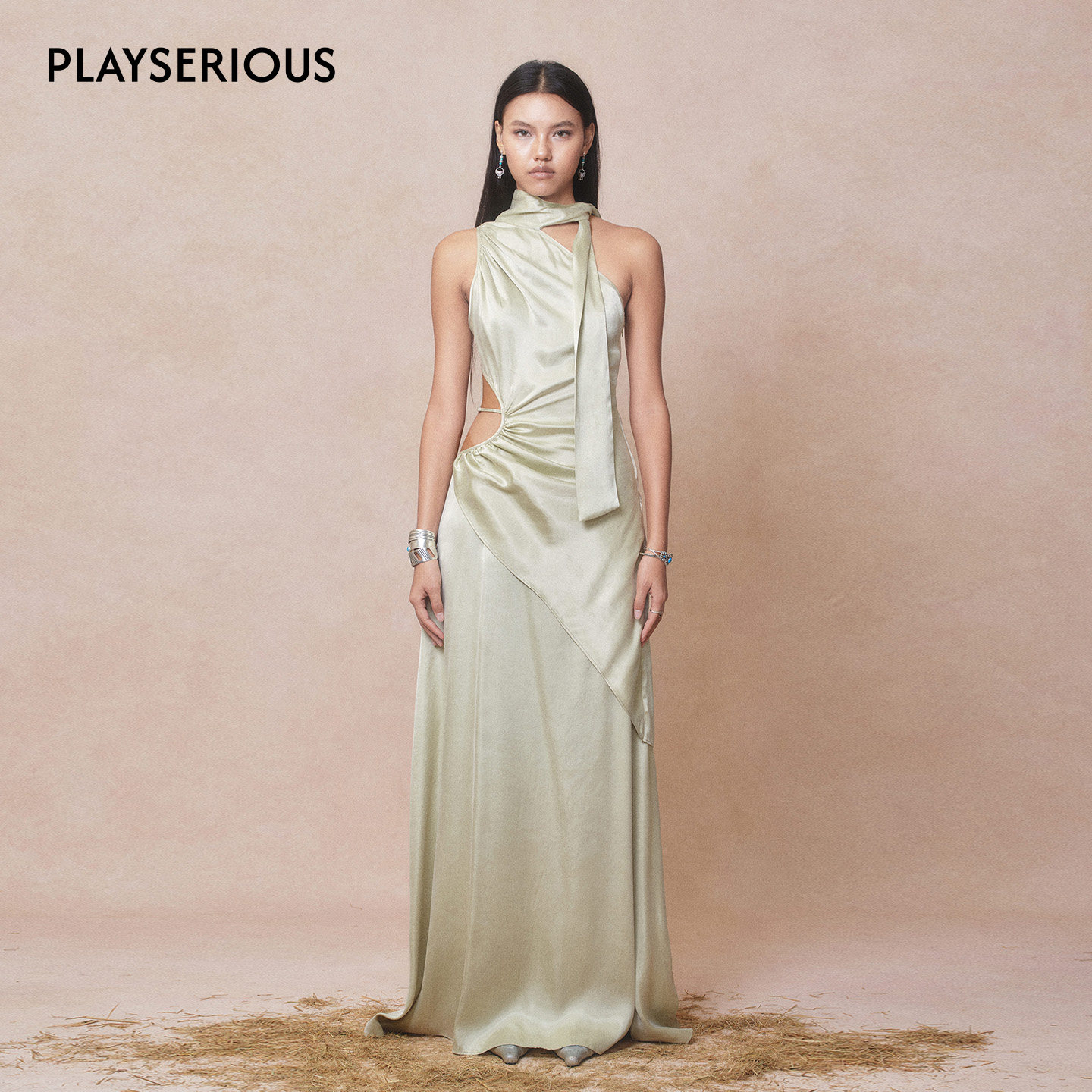 【赵露思生日会同款】DEPLUMER 2026春夏新款系带领收腰连衣裙女