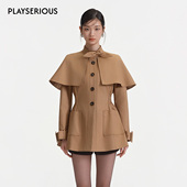 复古羽绒斗篷式 风衣外套 Wester 2025秋新款 徐如蓝同款 Maison