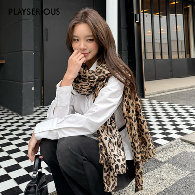 SSPARKLING 2025秋冬新款桑蚕丝时髦豹纹丝巾女时尚印花复古丝巾