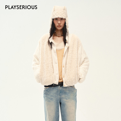 Medium Well 2025秋季新款两面穿蕾丝绣花毛外套时尚百搭短款外套