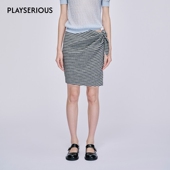 高腰舒适A字裙格子洋气裤 MARKGONG 春夏新款 蝴蝶结半身裙女