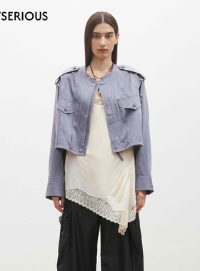 Medium Well 2026春夏新款叠褶短款工装夹克女简约休闲短款外套