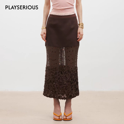 Medium Well 2026春季新款针织镂空亮片半裙女气质款复古半身裙