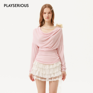 雪纺花朵荡领针织上衣女可拆卸水晶链上衣 2026春夏新款 ARTE PURA