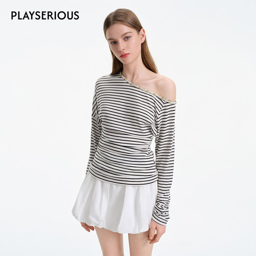 ROCHAROMA2025春夏新款条纹T恤