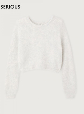 American Vintage 2025秋季新款圆领宽松上衣女休闲百搭针织毛衣