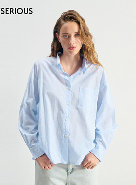 American Vintage 2025秋季新款衬衫休闲裤两件套女时尚条纹套装