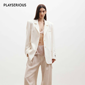 女纯色职场正装 Medium 新款 精纺羊毛开衩拼接西装 Well 2026春季